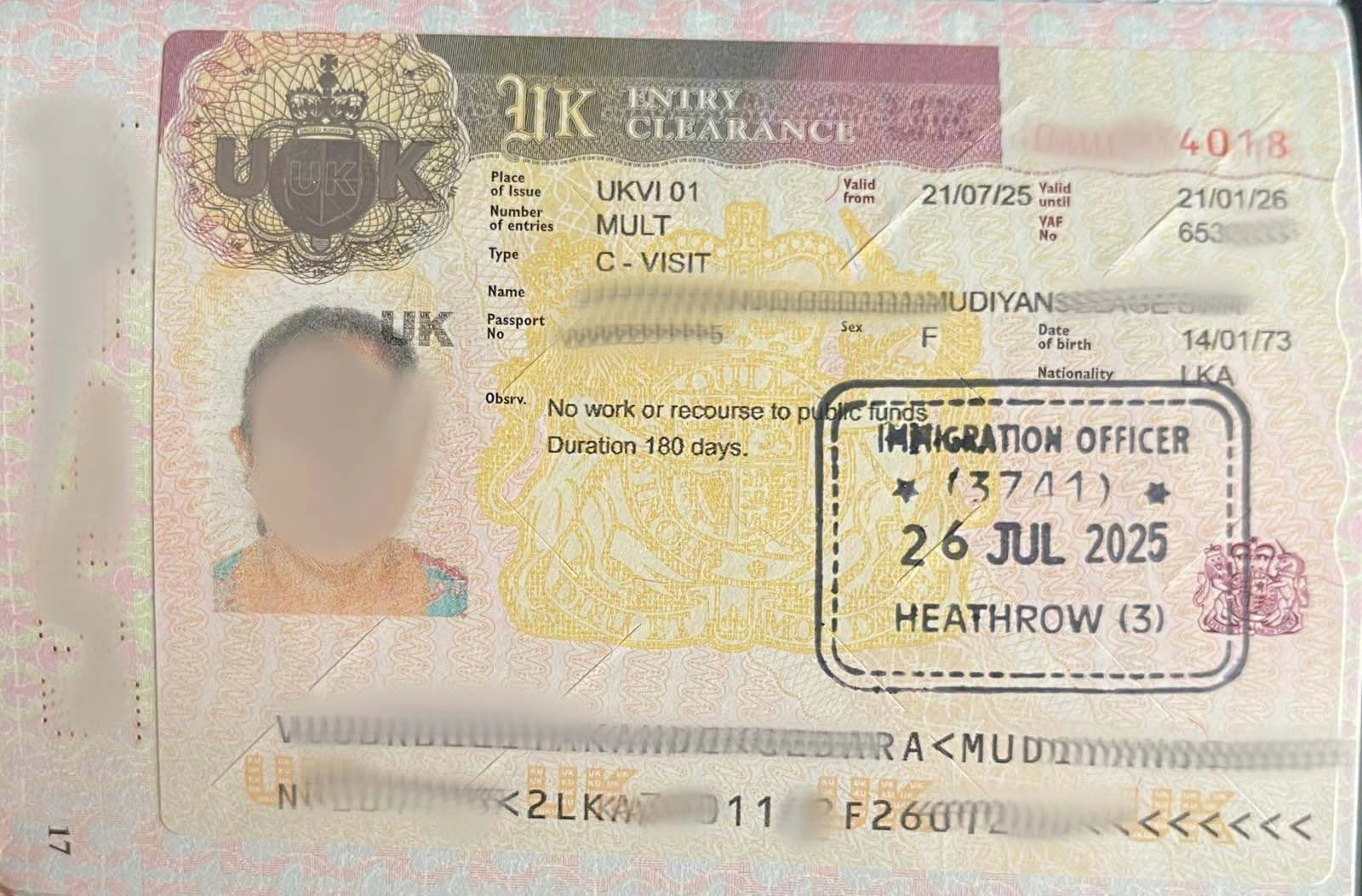 Approved visitor visitor visa clearance proof 8